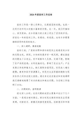 2024年度驻村工作总结