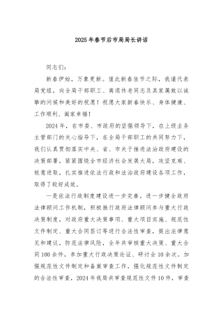 2025年春节后市局局长讲话