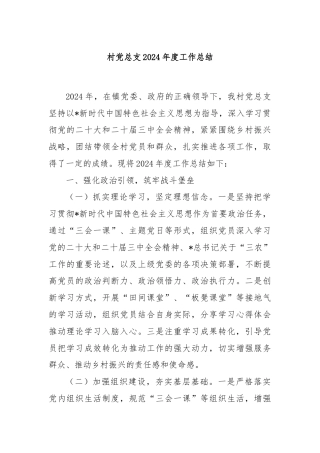 村党总支2024年度工作总结