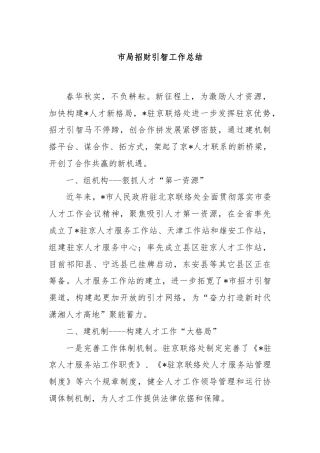 市局招财引智工作总结