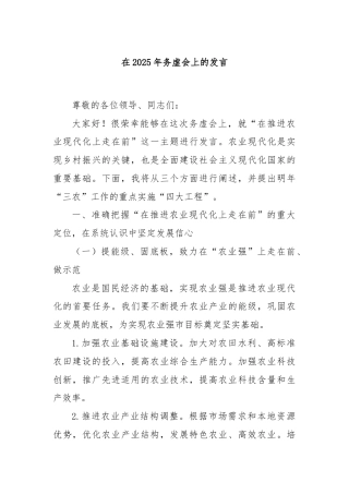 在2025年务虚会上的发言