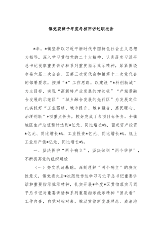 镇党委班子年度考核回访述职报告