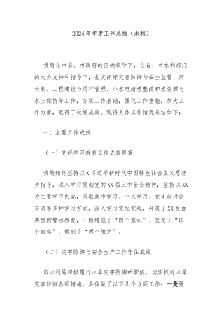 2024年年度工作总结（水利）