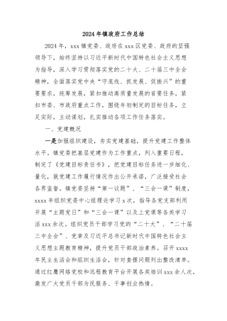 2024年镇政府工作总结