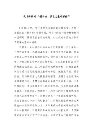 观《榜样9》心得体会：汲取力量砥砺前行