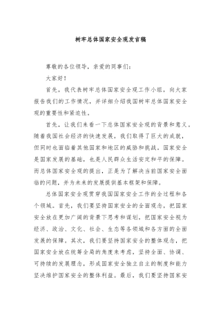 树牢总体国家安全观发言稿