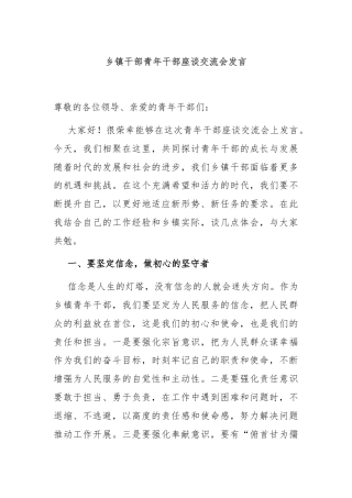 乡镇干部青年干部座谈交流会发言