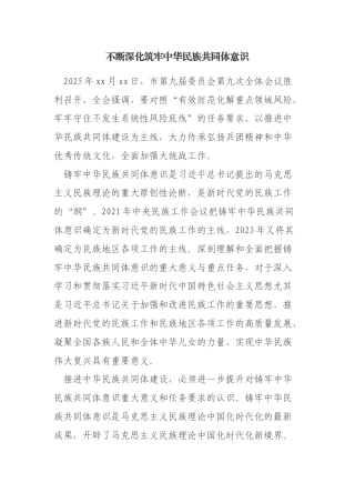 不断深化筑牢中华民族共同体意识(学习贯彻某某全会精神评论、心得体会)