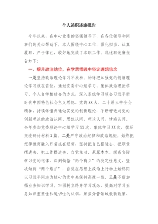 个人述职述廉报告(副主任+分管）