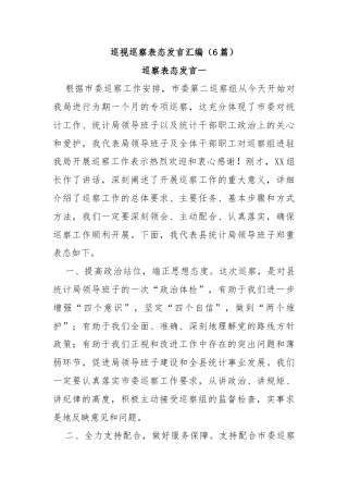 (6篇)巡视巡察表态发言汇编
