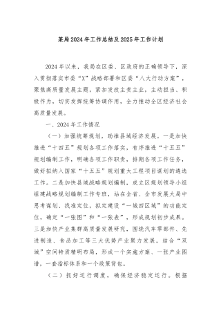 某局2024年工作总结及2025年工作计划