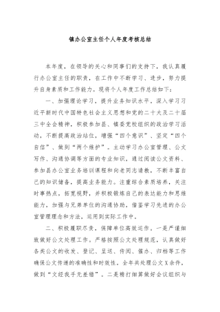 镇办公室主任个人年度考核总结