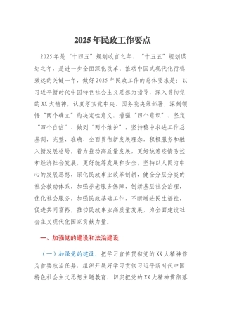 2025年民政工作要点