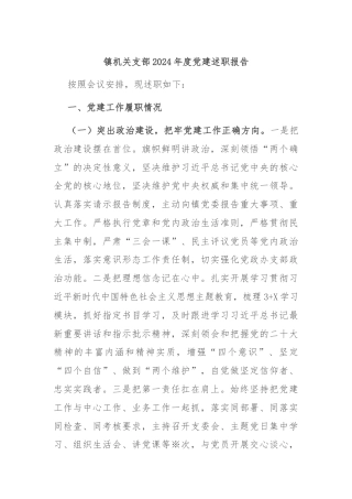 镇机关支部2024年度党建述职报告