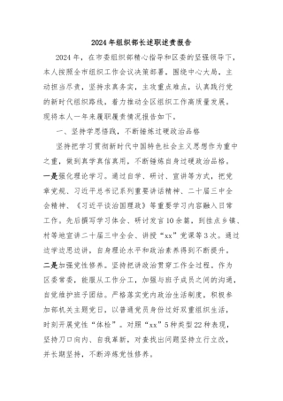 2024年组织部长述职述责报告