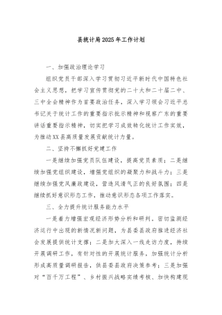 县统计局2025年工作计划