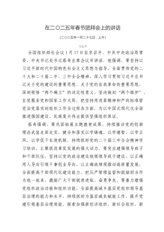 在二〇二五年春节团拜会上的讲话
