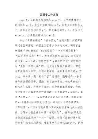 区团委工作总结