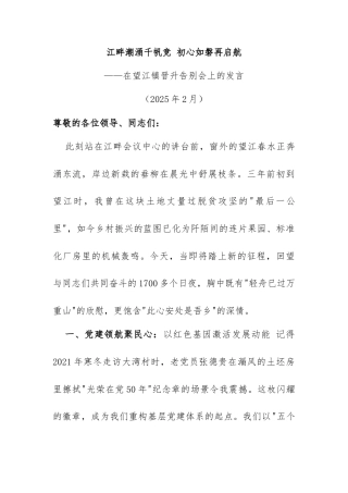 镇党委书记在晋升告别会上的发言稿