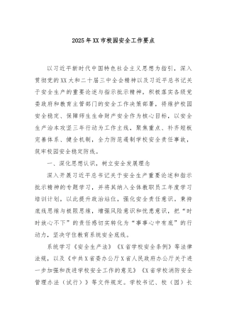 2025年XX市校园安全工作要点