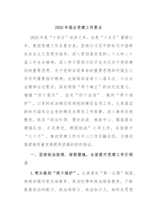 2025年国企党建工作要点