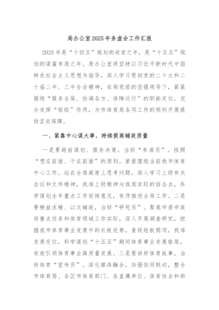 局办公室2025年务虚会工作汇报