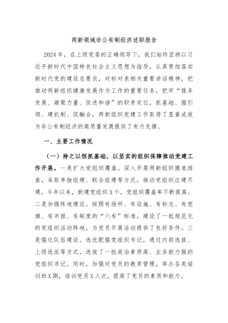 两新领域非公有制经济述职报告