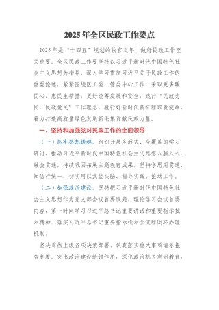 2025年全区民政工作要点