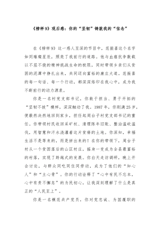 《榜样9》观后感：你的“坚韧”铸就我的“信念”
