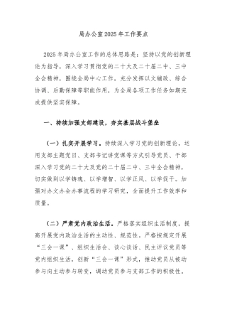 局办公室2025年工作要点