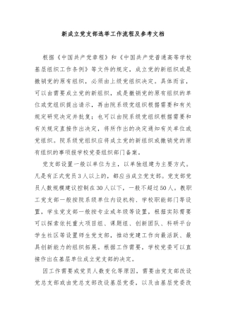 新成立党支部选举工作流程及参考文档