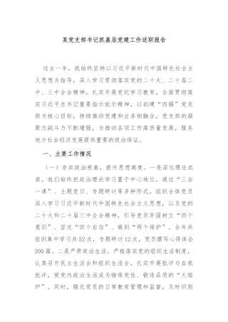 某党支部书记抓基层党建工作述职报告