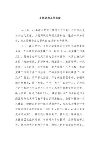 县统计局工作总结