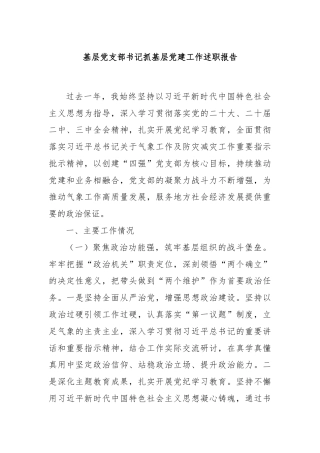 基层党支部书记抓基层党建工作述职报告