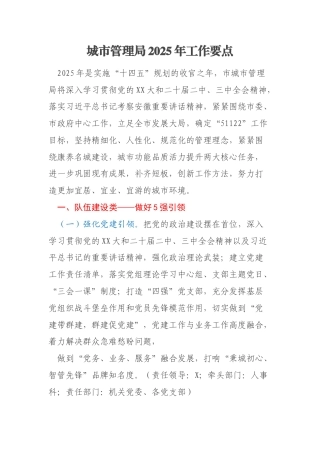 城市管理局2025年工作要点