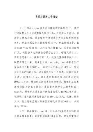 县医疗保障工作总结