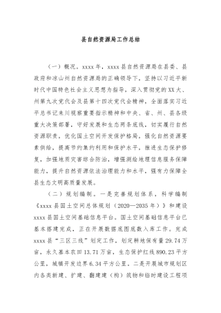 县自然资源局工作总结