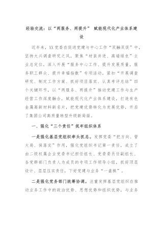 经验交流：以“两服务、两提升” 赋能现代化产业体系建设