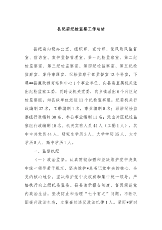 县纪委纪检监察工作总结