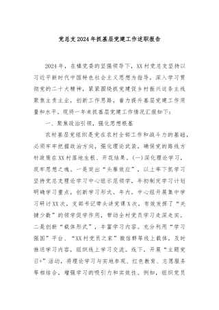 党总支2024年抓基层党建工作述职报告