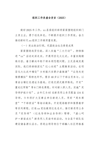 组织工作务虚会发言（2025）