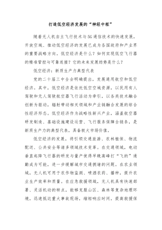打造低空经济发展的“神经中枢”
