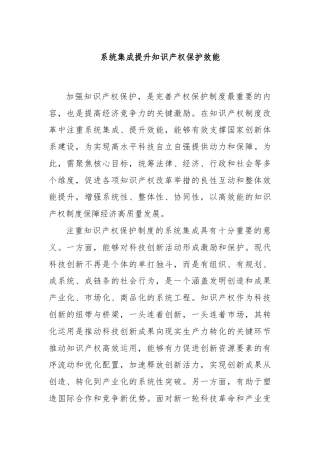 系统集成提升知识产权保护效能