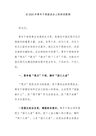 在2025年青年干部座谈会上的讲话提纲