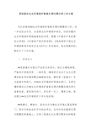 贯彻落实生态环境保护督察反馈问题问责工作方案