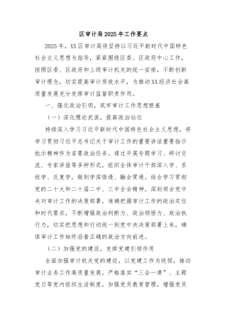 区审计局2025年工作要点