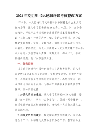 2024年党组织书记述职评议考核整改方案