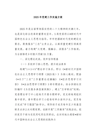 2025年党建工作实施方案