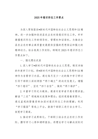 2025年意识形态工作要点