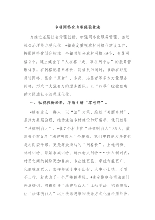 乡镇网格化典型经验做法